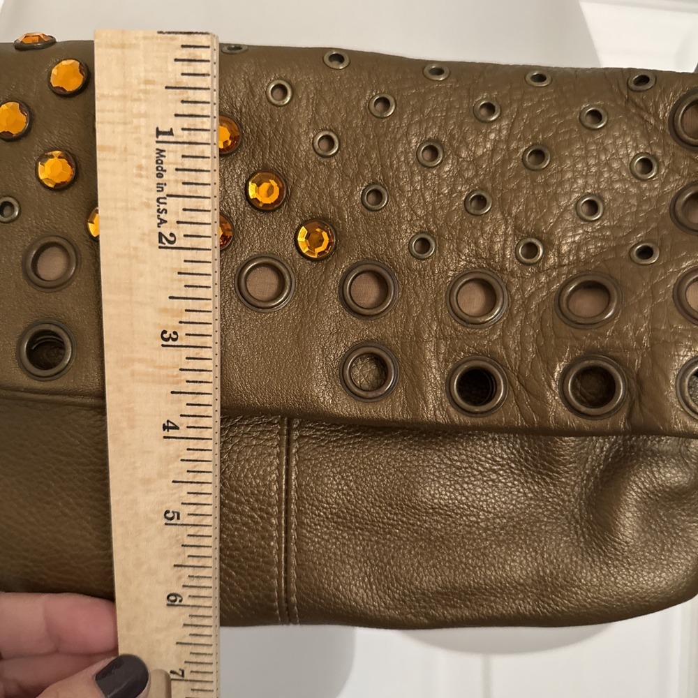 HOBO International Metallic Gold Womens Purse Crossbody Bling Leather Handbag - Picture 7 of 15